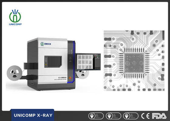 Unicomp CX3000 เครื่องเดสก์ท็อปอิเล็กทรอนิกส์ X Ray พร้อมรีลเพื่อรีล JEDEC ถาดและท่อ