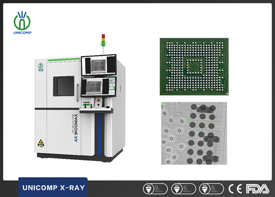บอร์ดอิเล็กทรอนิกส์ เครื่อง X-ray 2D และ 2.5D AX9100MAX ด้วยโต๊ะหมุน 360 องศา สําหรับ BGA&amp;PCB