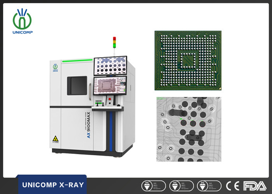 SMT PCB เครื่อง X-Ray Unicomp AX9100MAX ความละเอียดสูงขนาดจุดโฟกัสไมครอนสําหรับ BGA ห้องว่างและการตรวจสอบผสมผสม