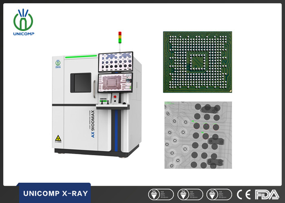 เครื่อง X-ray 2D และ 2.5D ที่มีความจํากัดสูง เครื่อง X-ray Unicomp AX9100MAX พร้อมโต๊ะหมุน 360 องศา สําหรับ BGA และ PCB การตรวจสอบ